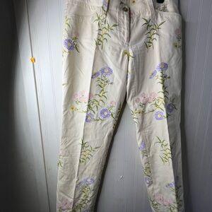 Dolce & Gabbana Cream Floral Straight Leg Jeans